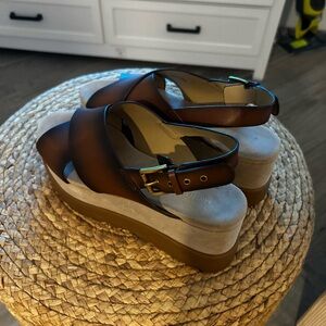 Michael Kors Brown and Cream Platform Sandals